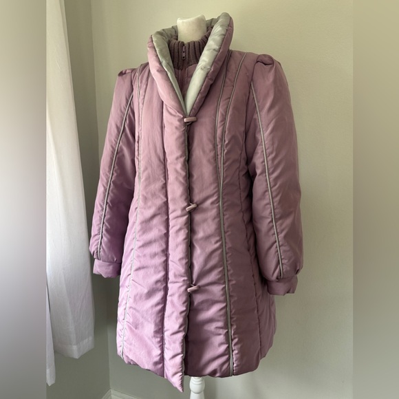 Vintage ‘80s J. Gallery Mauve Knee Length Puffer Coat - Picture 1 of 12